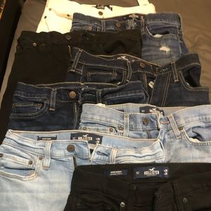 8 pairs of hollister super skinny jeans
